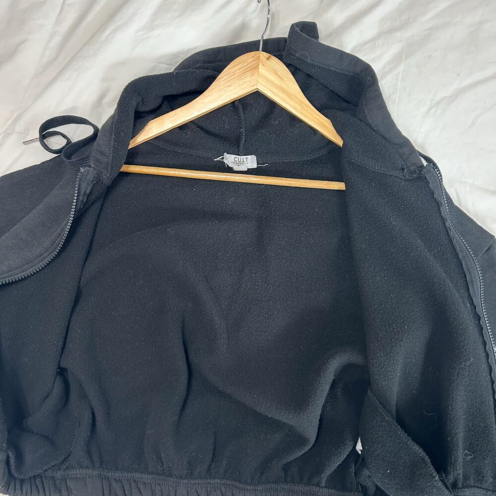 Cult Favorite Black Cropped Zip Hoodie Sweatshirt Women’s Size Medium Euc — image 5 of 5